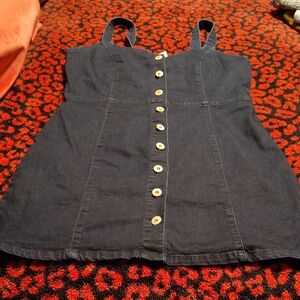 Others Follow Blue Denim Button-Front Sundress